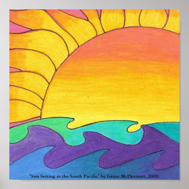 Sun Setting in the South Pacific" Poster (Frente)