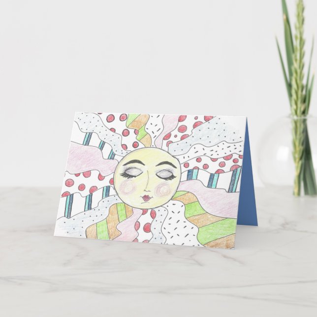 Sun Sonolento - Cartão de Nota Dobrado (Frente)