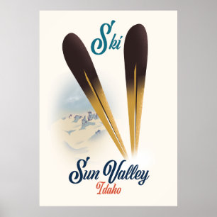 Sun Valley Idaho vintage style poster de ski