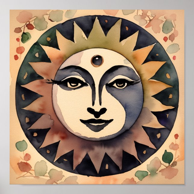 Sunface Watercolor Poster (Frente)