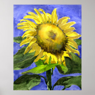 Sunflower 2 Watercolor Painting Impressão