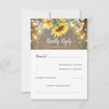 Sunflower and Lights Rustic Country Weding RSVP