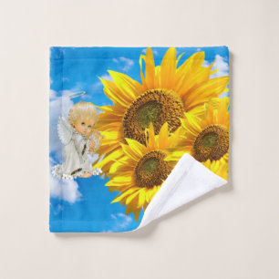 Sunflower Angel Floral Sky Toalha