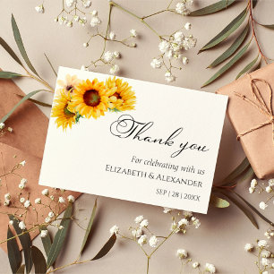 Sunflower Autumn Casamento outono Obrigado Cartões