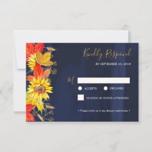 Sunflower Autumn Deixa Cartão de Resposta RSVP de 
