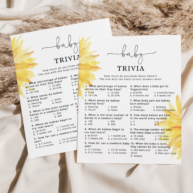 Sunflower Baby trivia jogo de chá de fraldas (Criador carregado)