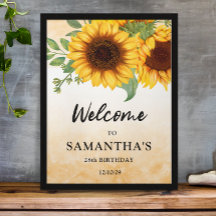 Sunflower Birthday - Poster de boas-vindas