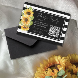 Sunflower Black Stripe Casamento QR Código RSVP Re
