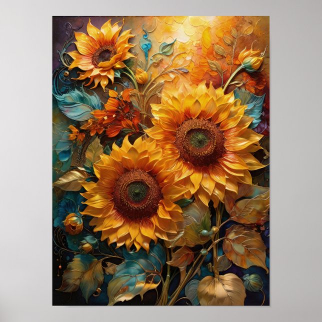 Sunflower Bloom - flores poster de arte digital (Frente)