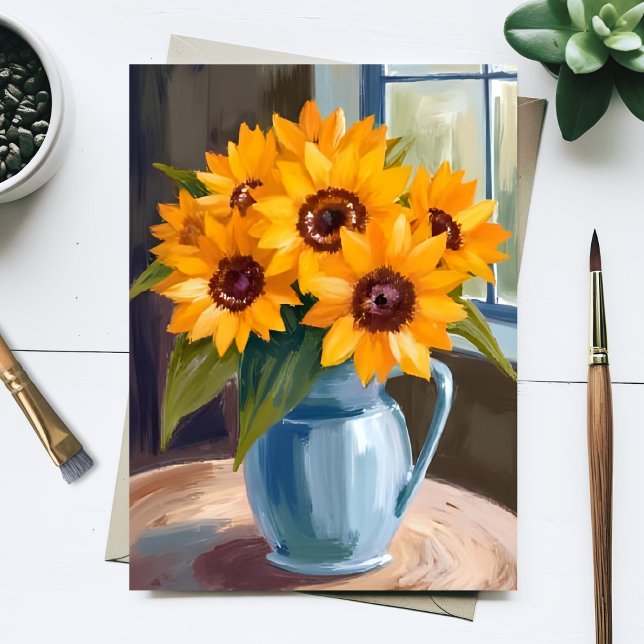 Sunflower Bouquet Floral Watercolor Card (Criador carregado)