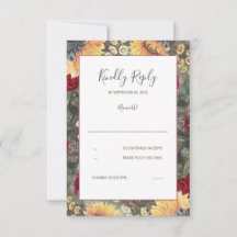 Sunflower Burgundy Casamento outono Russo RSVP