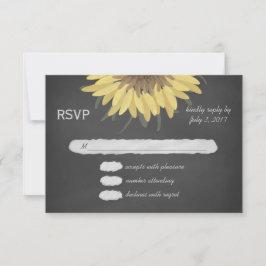 Sunflower Chalkboard Rustic Weding RSVP
