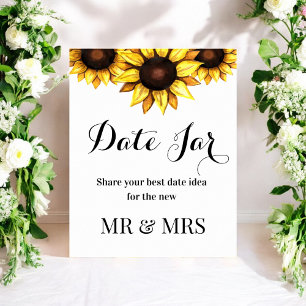 Sunflower Date Jar Weding Sign Floral Poster