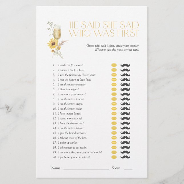 Sunflower Disse Que Disse Que Disse Jogo Do Chá de (Frente)