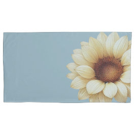 Sunflower Dusty Blue Pillow Case