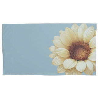 Sunflower Dusty Blue Pillow Case