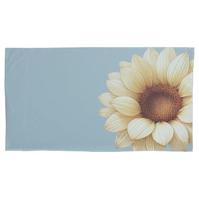 Sunflower Dusty Blue Pillow Case (Frente)