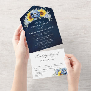 Sunflower Dusty Blue Slate Peony Casamento Floral 
