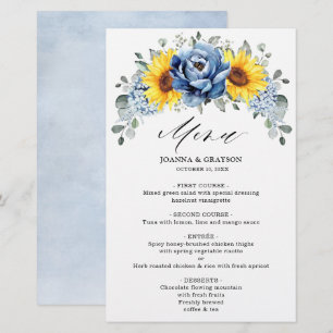 Sunflower Dusty Blue Slate Peony Menu