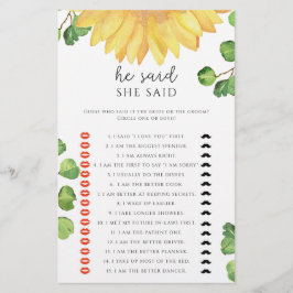 Sunflower Ele disse que ela disse jogo de chá de p