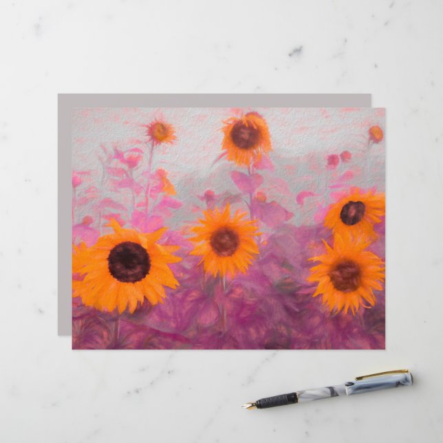 Sunflower Field Yellow Orange Purumn (Frente/Verso In Situ)