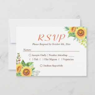 Sunflower Floral Baby's Breath Rustic Wedding RSVP