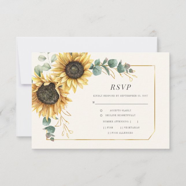 Sunflower Floral Eucalyptus deixa Greenerence RSVP (Frente)