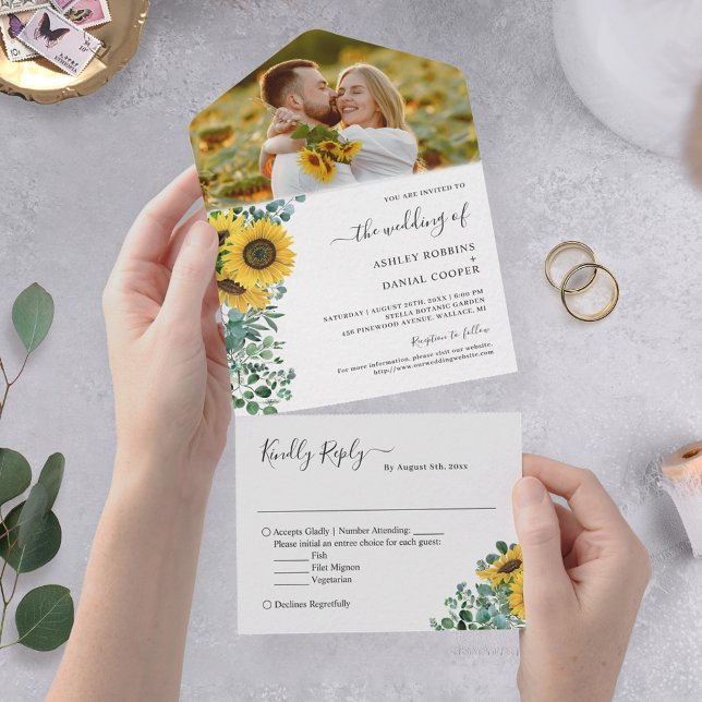 Sunflower Greenery Eucalyptus Foto de Casamento (Criador carregado)