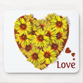 Sunflower Heart Mouse Pad