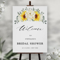 Sunflower Ivory Peony Chá de panela Welcome Poster