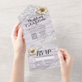 Sunflower Lace Rustic Wood String Luzes Casamento
