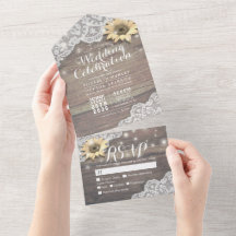 Sunflower Lace Rustic Wood String Luzes Casamento