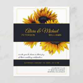 Sunflower marinho ouro convite para casamento mode