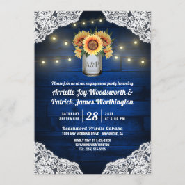 Sunflower Mason Jar Festas de noivado Convites