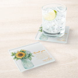 Sunflower Mason Jar Weding Obrigado Mensagem