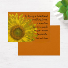 Sunflower on Orange Wedity Charity Favor Card