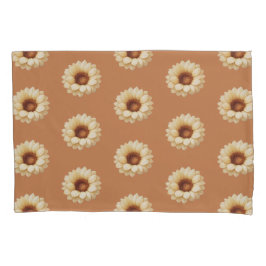 Sunflower Pattern Pillowcase Set in Terra Cotta