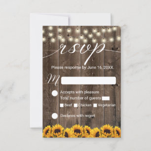 Sunflower Rustic String Luzes Casamento RSVP