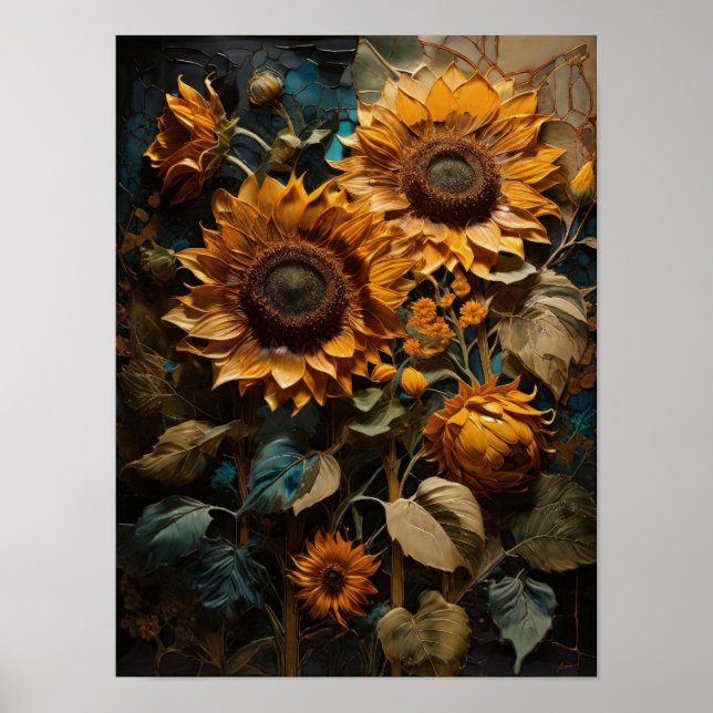 Sunflower Serenity - flores poster de arte digital (Frente)