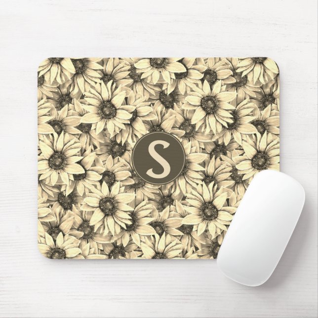 Sunflower Vintage Charm Tom Sepia Mouse Pad (Com mouse)