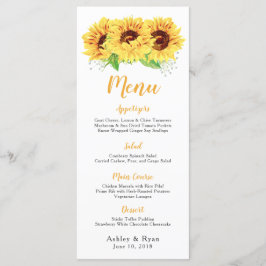 Sunflower Watercolor Menu Floral Weding