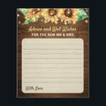 Sunflower Wedding New Mr Newlyweds Advice Card<br><div class="desc">Os cartões de casamento "Advice & well Wish for the new Mr & Mrs",  num estilo elegante e rústico,  com luzes de cordas e girassóis. Todo texto é totalmente personalizável. Convites,  jogos,  decorações e muito mais podem ser encontrados na minha feliz Coleção de Girassóis.</div>