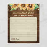 Sunflower Wedding New Mr Newlyweds Advice Card<br><div class="desc">Os cartões de casamento "Advice & well Wish for the new Mr & Mrs",  num estilo elegante e rústico,  com luzes de cordas e girassóis. Todo texto é totalmente personalizável. Convites,  jogos,  decorações e muito mais podem ser encontrados na minha feliz Coleção de Girassóis.</div>