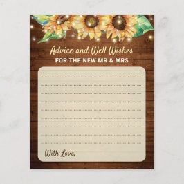 Sunflower Wedding New Mr Newlyweds Advice Card