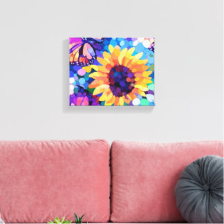 Sunlight & Butterflies Sunflower Canvas Art