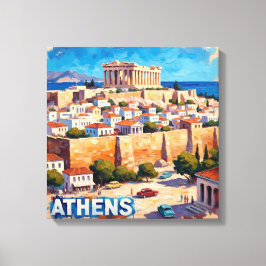 Sunlit Athens Acropolis View Canvas Art