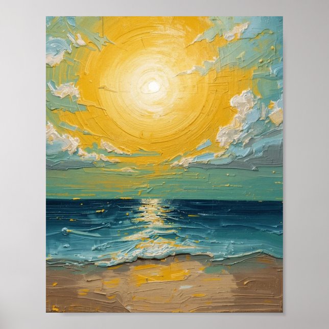 Sunlit Beach Vertical Poster – Vibrant Summer Wall (Frente)