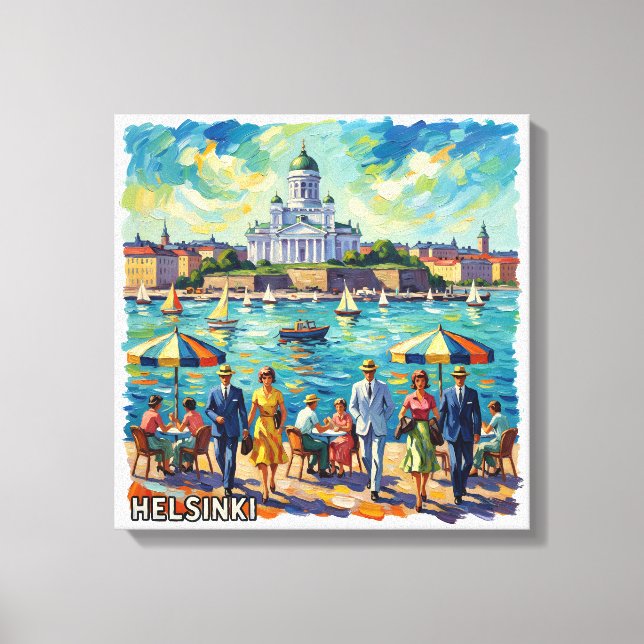 Sunlit Helsinki Waterfront Elegance Canvas (Frente)
