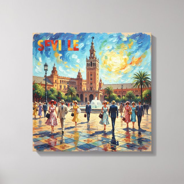 Sunlit Seville Plaza Elegance Canvas Art (Frente)