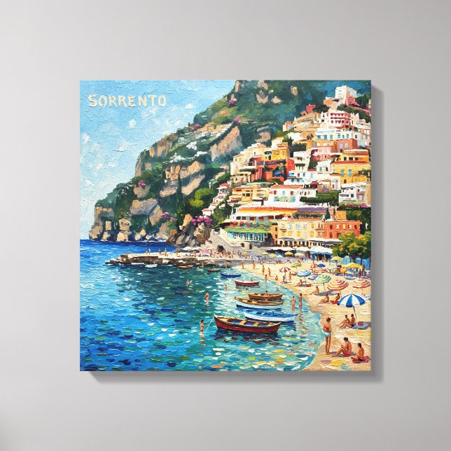 Sunlit Sorrento Seaside Escape Canvas Art (Frente)